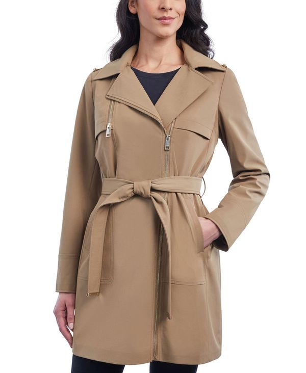 マイケルコース レディース ジャケット ブルゾン アウター Women's Petite Hooded Asymmetric Belted  Raincoat, Created for Macy's Husk 全商品オープニング価格特別価格