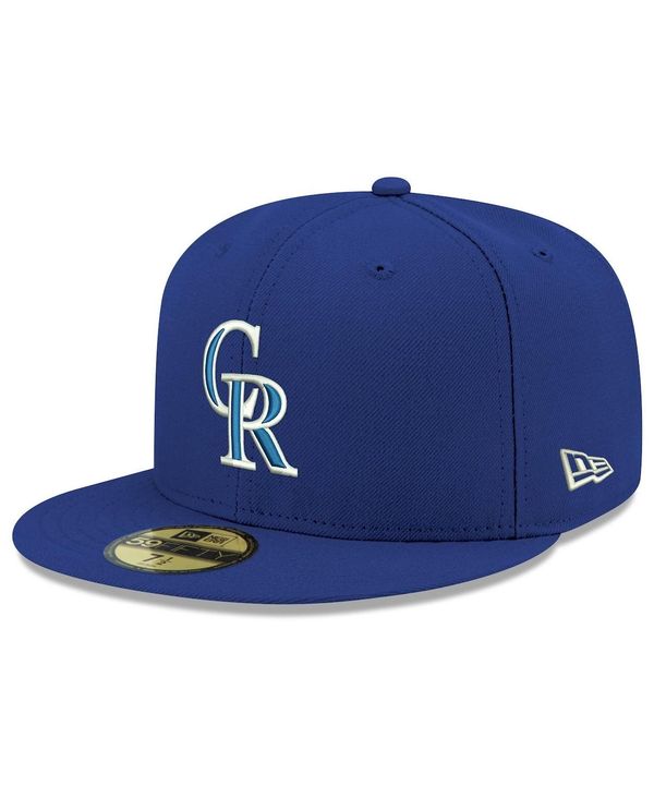 ニューエラ メンズ アクセサリー 帽子 ロゴ New Era Men's Royal Colorado Rockies Logo White 59FIFTY Fitted Hat Royal ホワイト｜ReVida 店