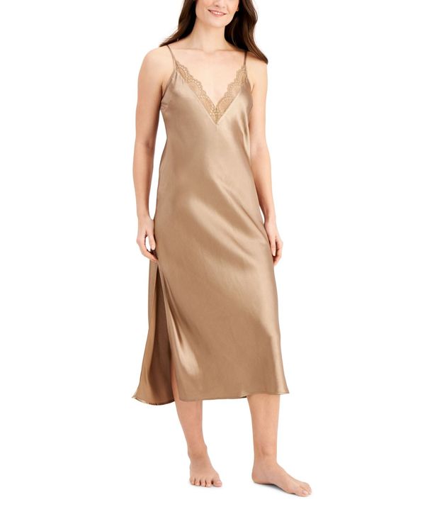 アイエヌシーインターナショナルコンセプト レディース ナイトウェア アンダーウェア Lace-Trim Long Satin Chemise Lingerie Nightgown, Created for Macy's Ginger Snap