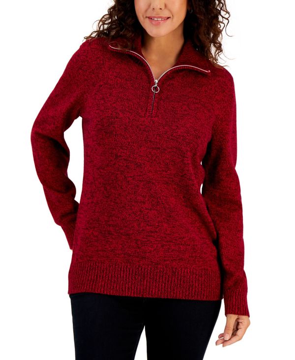 ケレンスコット レディース ニット セーター アウター Women S Cotton Marl Zip Sweater Created For Macy S New Red Amore はこぽす対応商品