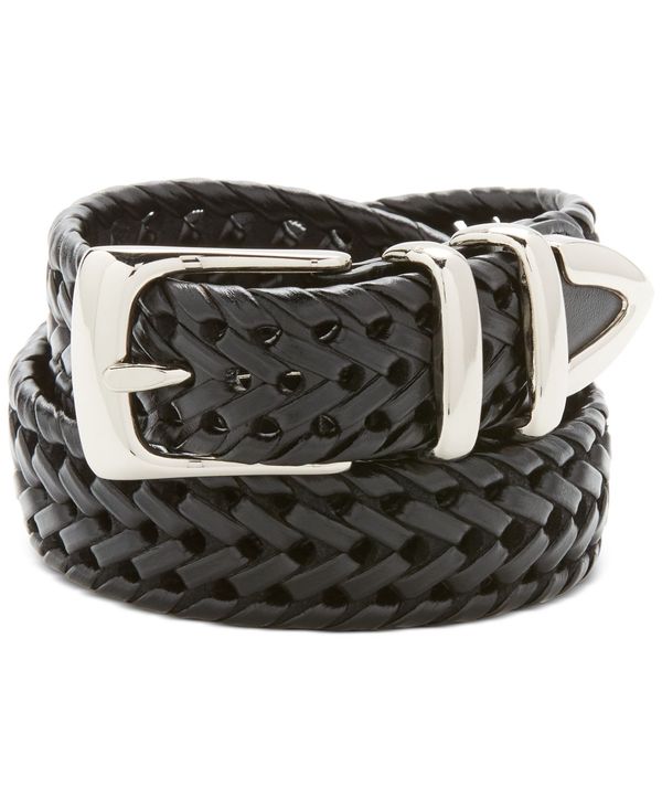 ペリーエリス メンズ 付属品 胴締め トール なめし革 Perry Ellis Portfolio Men\u0027s Leather Big and Tall Braided Belt BLACK 黒いこと