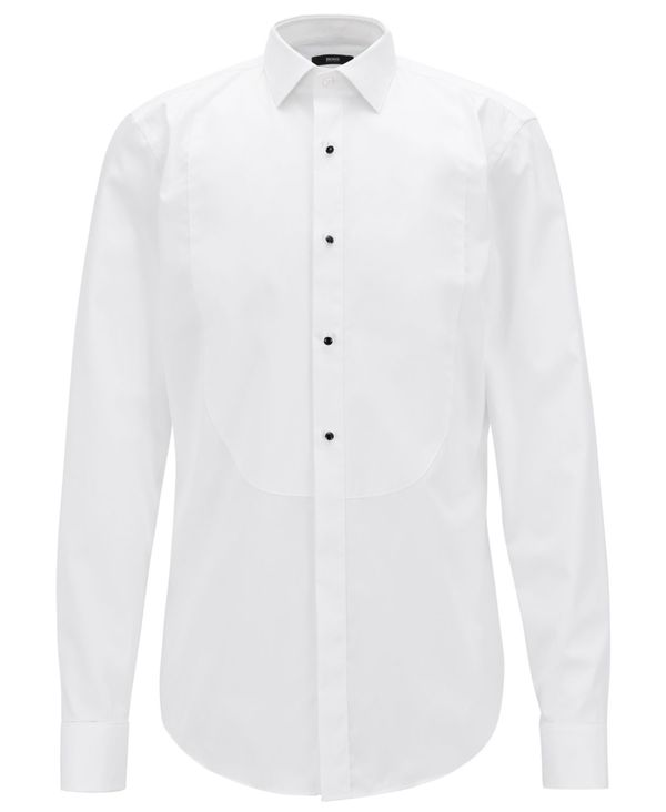 ヒューゴボス メンズ シャツ トップス BOSS Men's Jant Formal Slim-Fit Cotton Shirt White