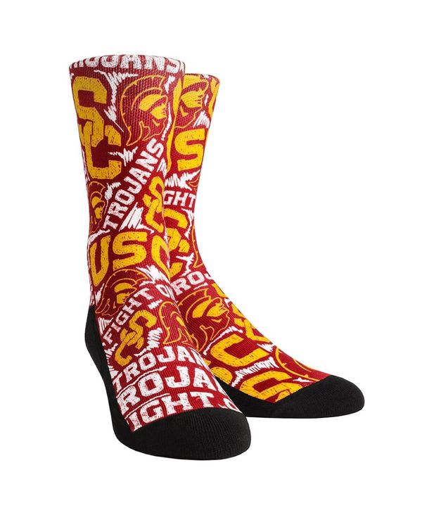ロックイーエム メンズ 靴下 アンダーウェア Men's Rock Em Socks USC Trojans Logo Sketch Crew Socks Cardinal