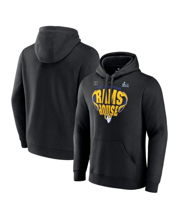 ファナティクス メンズ パーカー・スウェット アウター Men's Branded Black Los Angeles Rams 2021 NFC Champions Hometown Pullover Hoodie Black