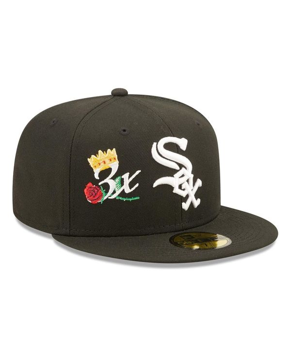 ニューエラ メンズ 帽子 アクセサリー Men's Black Chicago White Sox 3x World Series Champions  Crown 59FIFTY Fitted Hat 名入れ無料