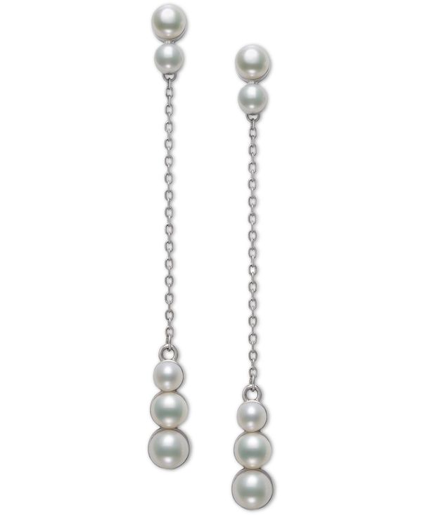 変更OK ベル ドゥ メール レディース ピアス・イヤリング アクセサリー Cultured Freshwater Button Pearl  (4-6mm) Linear Chain Drop Earrings in Sterling Silver | www.totugeng.com