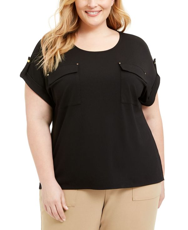 アドリアンヌヴィッタディーニ レディース シャツ トップス Plus Size Patch-Pockets Top Black