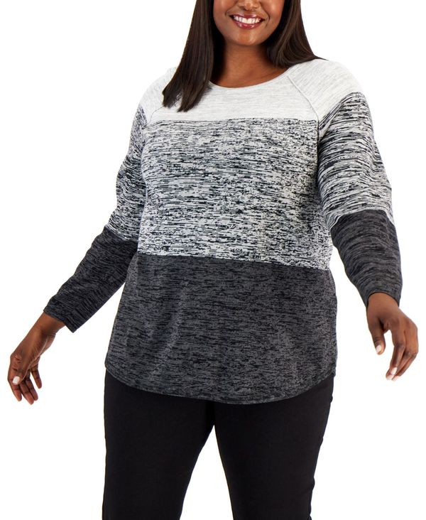 ケレンスコット レディース ニット セーター アウター Plus Size Colorblocked Sweater, Created for  Macy's Deep Black Combo 週間売れ筋