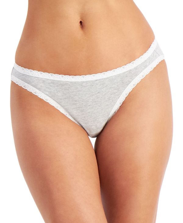 ジェニィ レディース パンツ アンダーウェア Women’s Lace Trim Bikini Underwear, Created for Macy's Sleep Grey Hthr