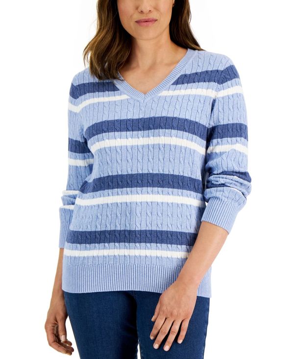 ケレンスコット レディース ニット セーター Blue Newton Heather Sweater, Light for Cotton Cable  アウター Created Macy's