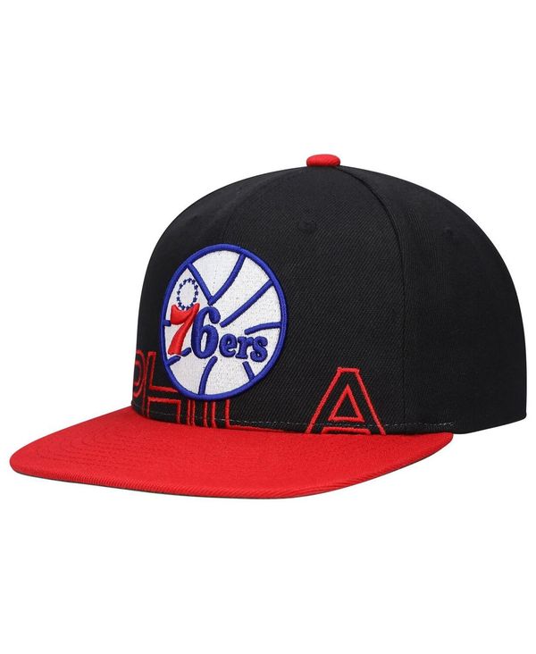 ミッチェル&ネス メンズ アクセサリー 帽子 Mitchell & Ness Men's Black Red Philadelphia 76ers Hardwood Classics Low Big Face Snapback Hat Black Red ブラック