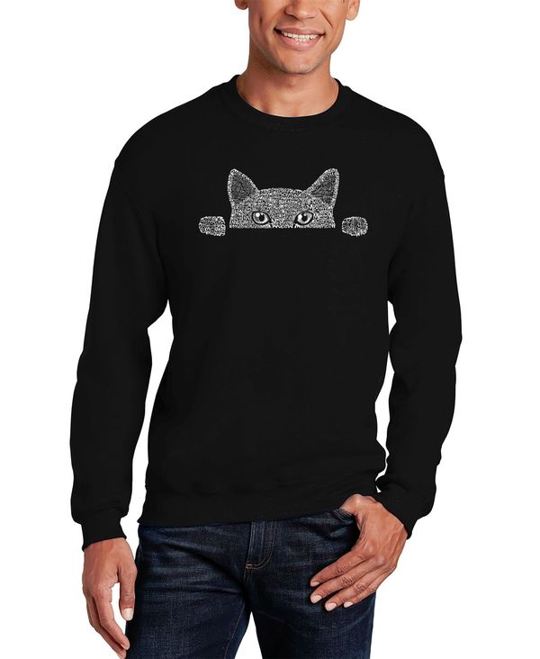 エルエーポップアート メンズ アウター パーカー・スウェット クルーネック スウェット シャツ LA Pop Art Men's Peeking Cat Word Art Crewneck Sweatshirt Black ブラック
