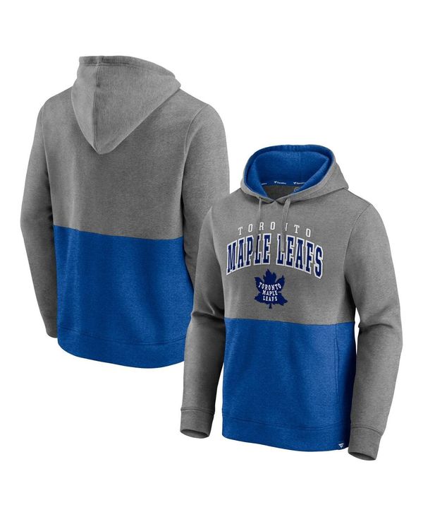 ファナティクス メンズ パーカー・スウェット アウター Men's Branded Heathered Gray, Blue Toronto Maple Leafs Block Party Classic Arch Signature Pullover Hoodie Heathered Gray, Blue