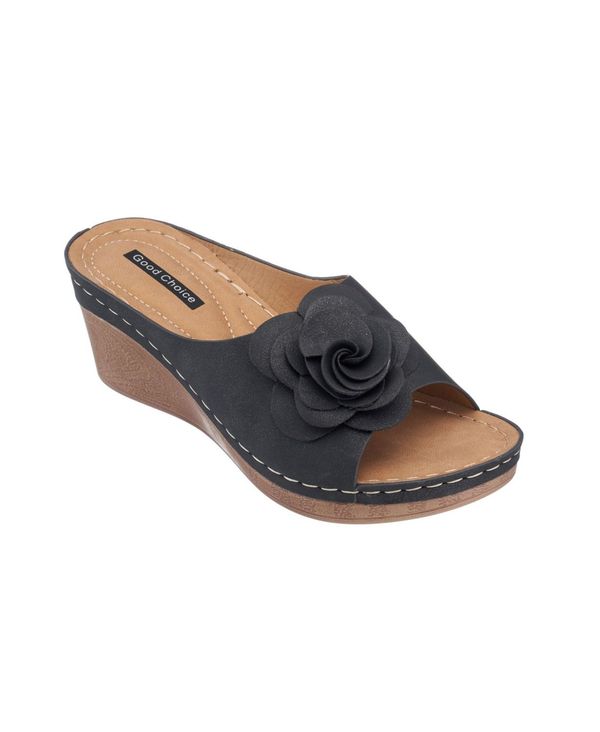 ジーシーシューズ レディース シューズ サンダル フラワー柄 フラワー GC Shoes Women's Tokyo Floral Wedge Sandals Black ブラック