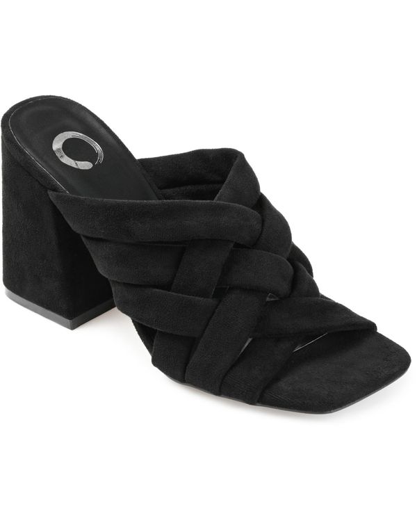ジュルネ コレクション レディース シューズ サンダル ヒール Journee Collection Women's Dorisa Woven Block Heel Sandals Black ブラック