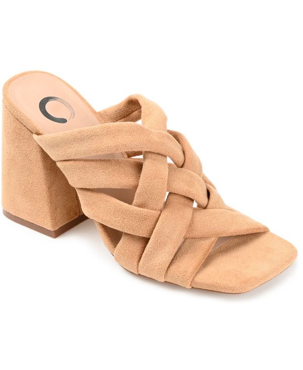 ジュルネ コレクション レディース シューズ サンダル ヒール Journee Collection Women's Dorisa Woven Block Heel Sandals Tan タン