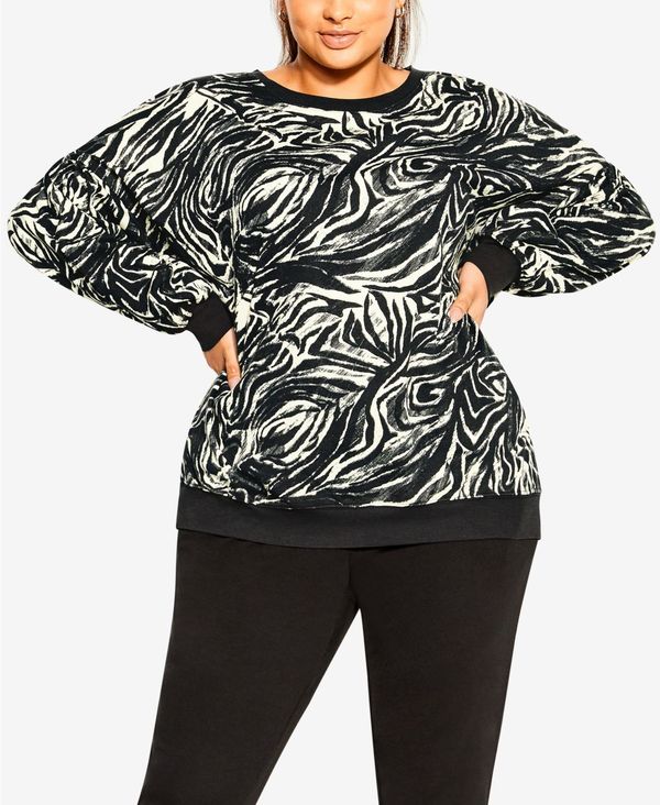 アベニュー レディース シャツ トップス Plus Size Ziggy Print Sweatshirt Animal