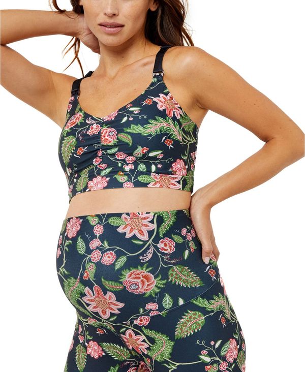 マザーフッドマタニティー レディース ブラジャー アンダーウェア Clip-Down Nursing Sports Bra Navy Floral