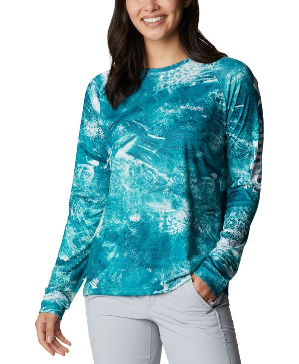 6446円 【メール便無料】 コロンビア レディース シャツ トップス Women's PFG Super Tidal Tee Omni-Shade T-Shirt Electric Turquoise Realtree Horizon