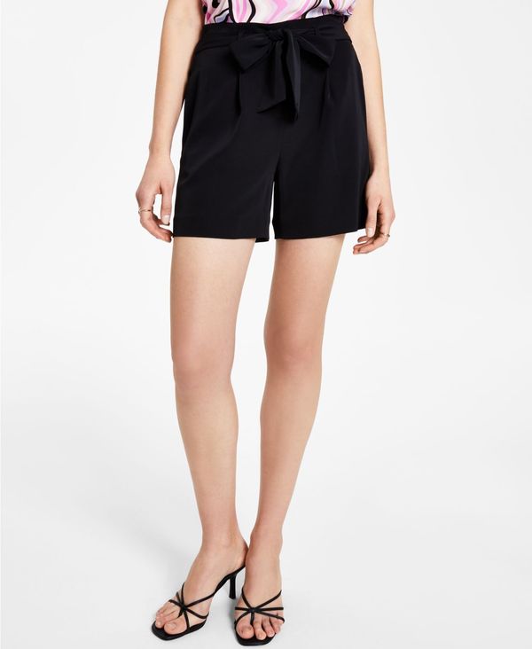 バースリー レディース ハーフパンツ・ショーツ ボトムス Solid Tie-Waist Shorts, Created for Macy's Black
