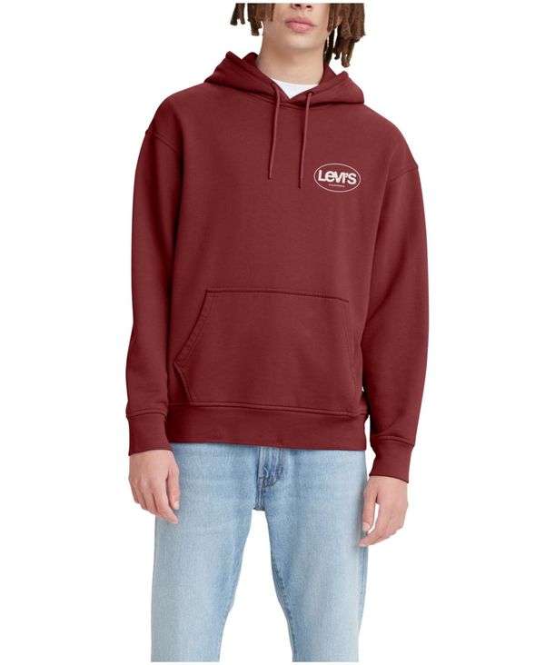 パーカー リーバイス メンズ パーカー スウェット アウター Men S Surf Relaxed Fit Logo Print Fleece Hoodie Rosewood Revida 楽天市場店