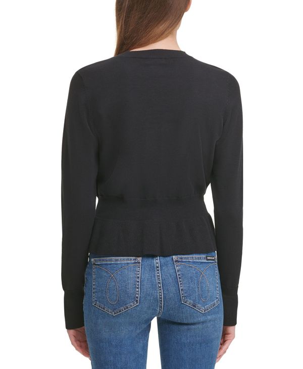 在庫限り 楽天市場 カルバンクライン レディース ニット セーター アウター Cotton Peplum Sweater Black Revida 楽天市場店 保証書付 Prod Bookful App