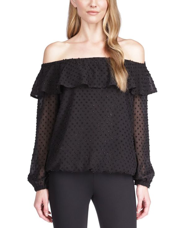 最新最全の マイケルコース レディース シャツ トップス Women's Clip-Dot Off-The-Shoulder Top,