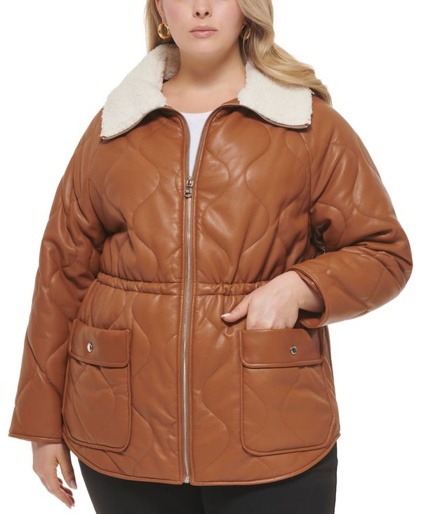 激安正規品 ケネスコール レディース ジャケット ブルゾン アウター Women S Plus Size Quilted Faux Leather Jacket