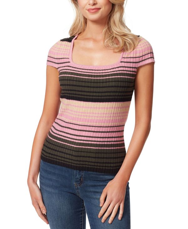 ジェシカシンプソン レディース シャツ トップス Striped Women's Ribbed-Knit Rosebud Fiona Top
