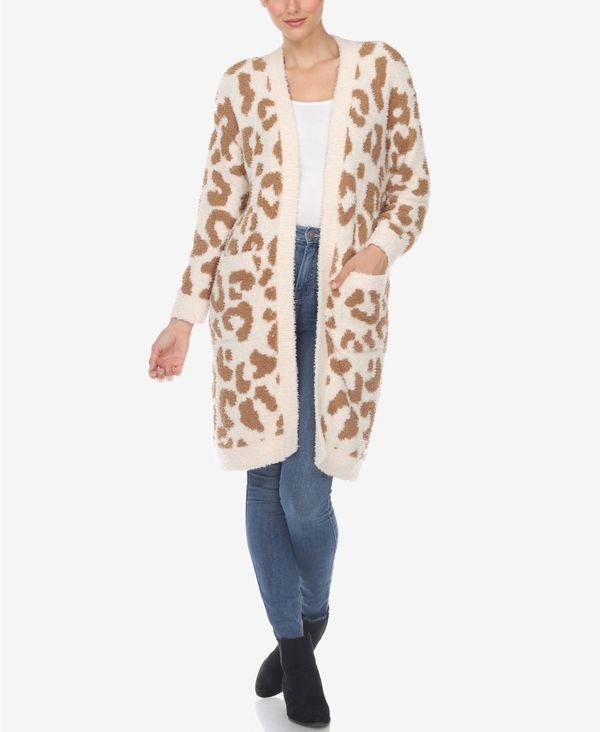 ホワイトマーク レディース アウター ジャケット・ブルゾン プリント カーディガン White Mark Women Leopard Print Open Front Sherpa Cardigan Tan Leopard タン