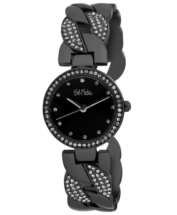 ボブマッキン メンズ アクセサリー 腕時計 Bob Mackie Unisex Interwoven Crystal Black Alloy Bangle Watch 26mm Black ブラック