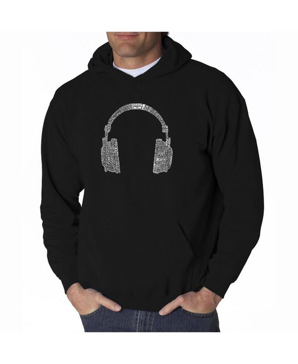 エルエーポップアート メンズ アウター パーカー・スウェット パーカー LA Pop Art Men's Word Art Hoodie - Headphones - 63 Genres of Music Black ブラック