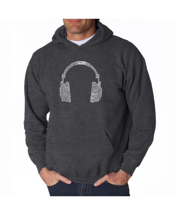 エルエーポップアート メンズ アウター パーカー・スウェット パーカー LA Pop Art Men's Word Art Hoodie - Headphones - 63 Genres of Music Dark Gray グレー