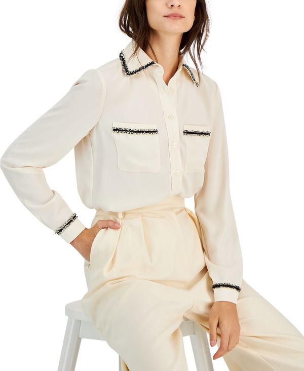 アンクライン レディース シャツ トップス Women's White Top Button