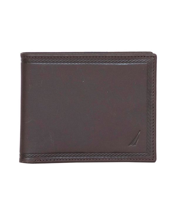 ナウティカ メンズ アクセサリー 財布 レザー Nautica Men's Credit Card Bifold Leather Wallet Brown ブラウン｜ReVida 店