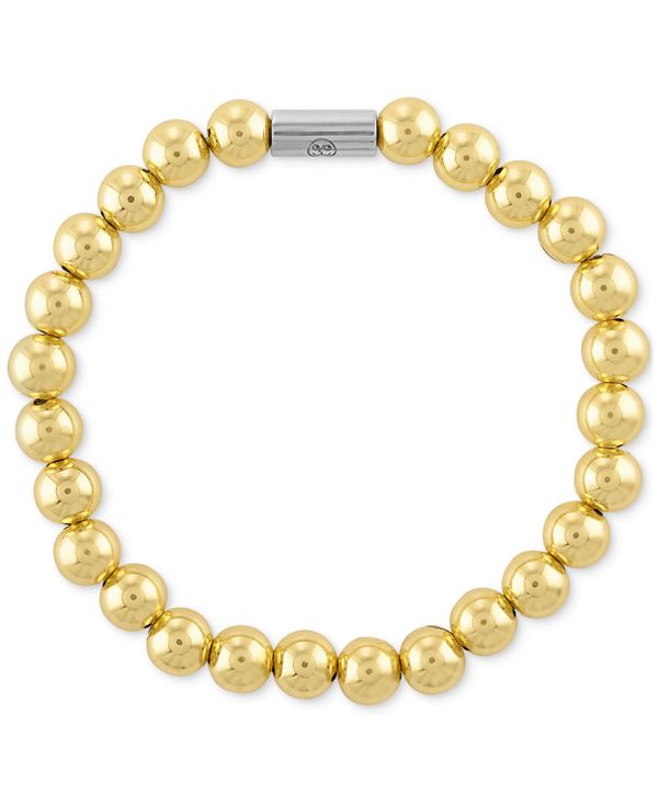 エスクァイア メンズ ブレスレット バングル アンクレット アクセサリー Polished Bead Stretch Bracelet in  Sterling Silver 14k Gold-Plate, Created for Macy's Gold 【最安値挑戦】