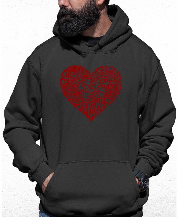 エルエーポップアート メンズ アウター パーカー・スウェット スウェット シャツ LA Pop Art Men's Country Music Heart Word Art Hooded Sweatshirt Gray グレー