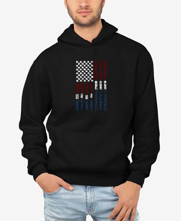 エルエーポップアート メンズ アウター パーカー・スウェット スウェット シャツ LA Pop Art Men's Support Our Troops Word Art Hooded Sweatshirt Black ブラック