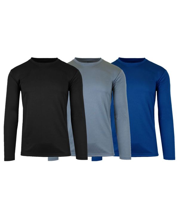 ギャラクシーバイハルビック メンズ トップス Tシャツ Galaxy By Harvic Men's Long Sleeve Moisture-Wicking Performance Tee Pack of 3 Black/Charcoal/Navy ブラック