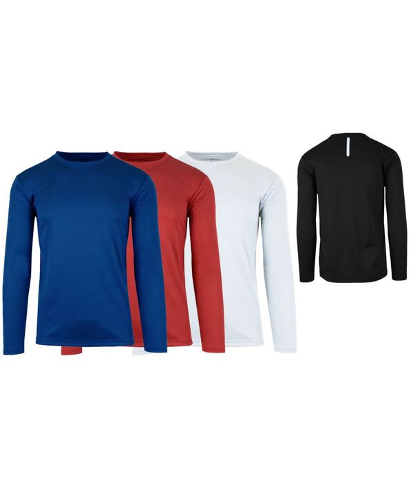 ギャラクシーバイハルビック メンズ トップス Tシャツ Galaxy By Harvic Men's Long Sleeve Moisture-Wicking Performance Tee Pack of 3 Navy/Red/White ホワイト