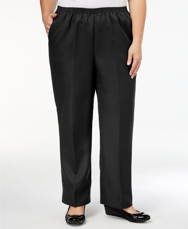 アルフレッド ダナー レディース ボトムス カジュアルパンツ プラスサイズ パンツ Alfred Dunner Plus Size Classic Pull-On Straight-Leg Short Length Pants Black ブラック｜ReVida 店