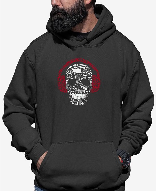エルエーポップアート メンズ アウター パーカー・スウェット スウェット シャツ LA Pop Art Men's Music Notes Skull Word Art Hooded Sweatshirt Dark Gray グレー