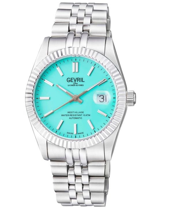 ジェビル メンズ アクセサリー 腕時計 Tシャツ Gevril Men's West Village Swiss Automatic Silver-Tone Stainless Steel Bracelet Watch 40mm Silver シルバー 215,900円