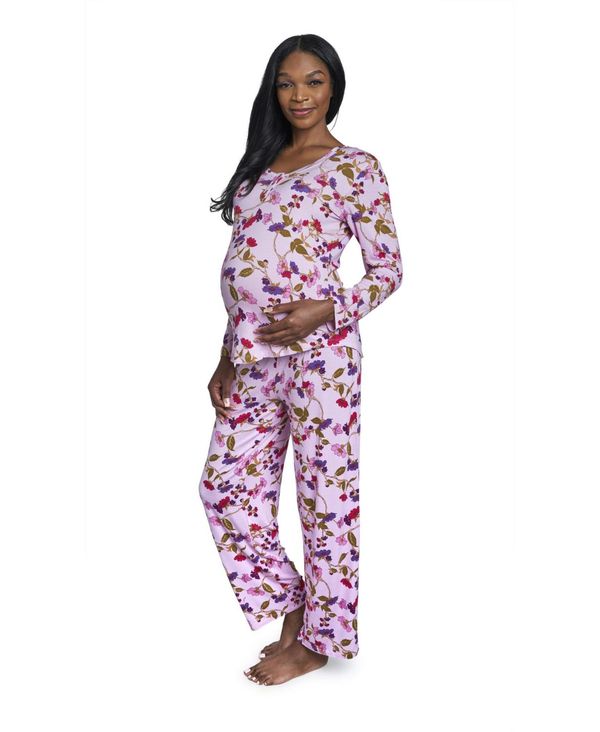 エヴァリーグレー レディース ボトムス カジュアルパンツ パンツ マタニティ Everly Grey Maternity Laina Top & Pants /Nursing Pajama Set Lavender Rose ラベンダー