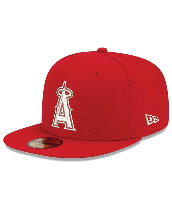 ニューエラ メンズ アクセサリー 帽子 ロゴ New Era Men's Red Los Angeles Angels Logo White 59FIFTY Fitted Hat Red レッド|ReVida 店