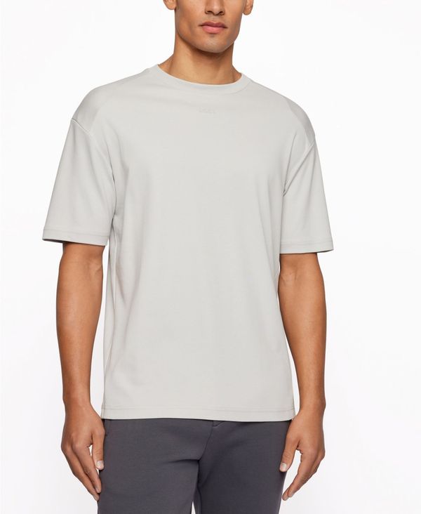 当店だけの限定モデル ヒューゴボス メンズ Tシャツ トップス BOSS Men's Mercerised Cotton Split Logo Slim -Fit T-shirt Dark Blue californiabonsai.com