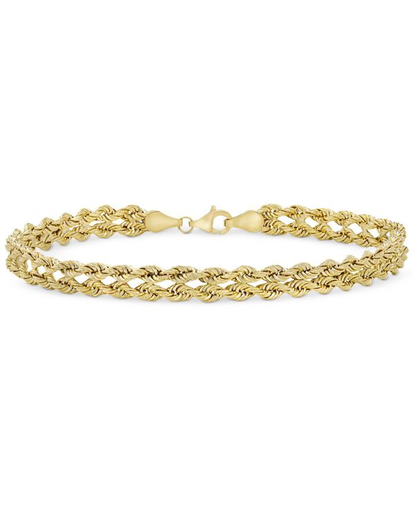 イタリアン ゴールド レディース アクセサリー ブレスレット・バングル・アンクレット Italian Gold Double Row Twisted Heart Link Bracelet in 14k Yellow Gold イエロー｜ReVida 店