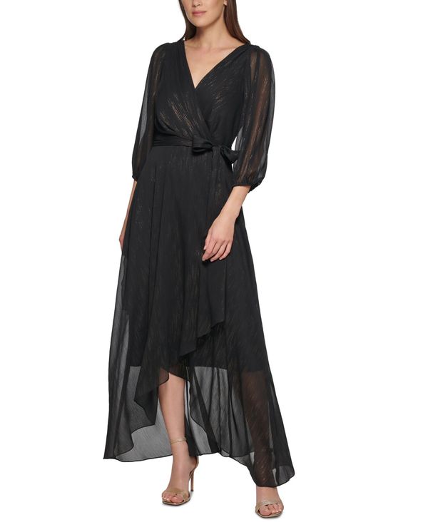 国内初の直営店 ダナ キャラン ニューヨーク レディース ワンピース トップス Women's V-Neck Shiny-Foil