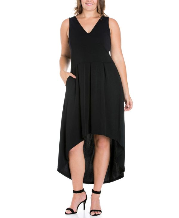 24 セブンコンフォート レディース トップス ワンピース プラスサイズ 24seven Comfort Apparel Women's Plus Size High Low Party Dress Black ブラック