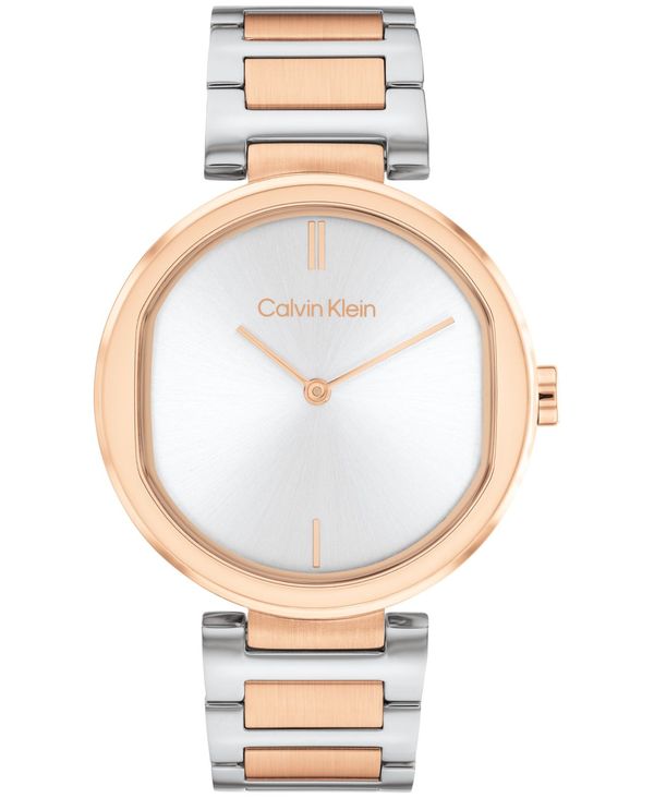 カルバンクライン レディース アクセサリー 腕時計 Tシャツ Calvin Klein Women's 2-Hand Two-Tone Stainless Steel Bracelet Watch 36mm Stainless Steel
